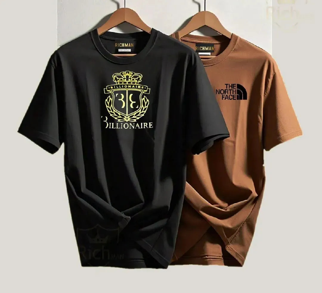 Men 35th Millennium Crown T-Shirt Black Brown Set Fabric Micro Interlock