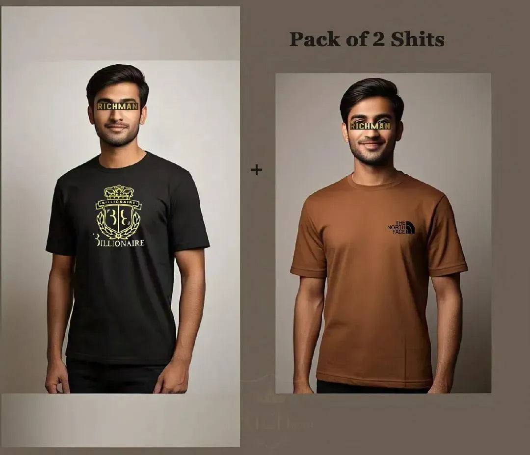 Men 35th Millennium Crown T-Shirt Black Brown Set Fabric Micro Interlock