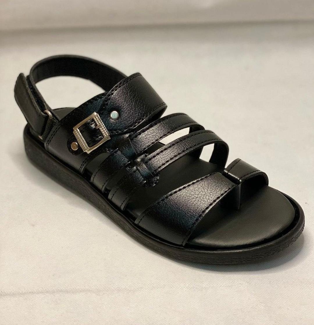 Men's Black Leather Fancy Sandals TB-901