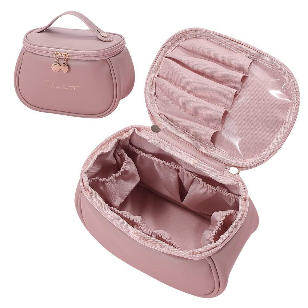 Premium PU Leather Makeup Pouch with Brush Compartments