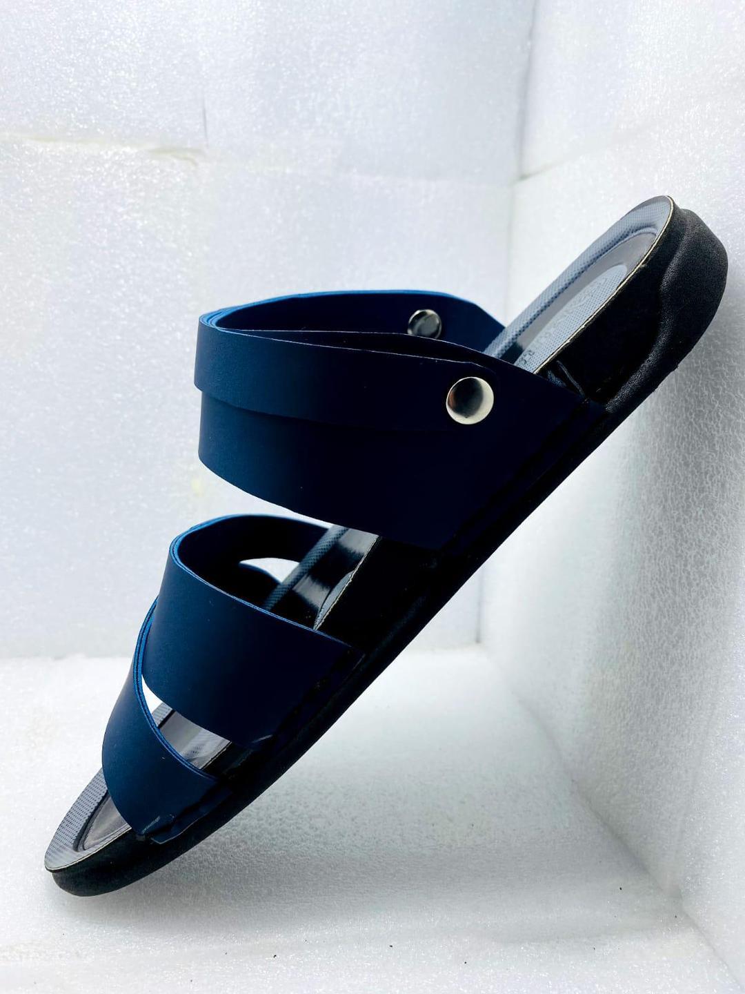 Men Blue Synthetic Leather Casual Sandals