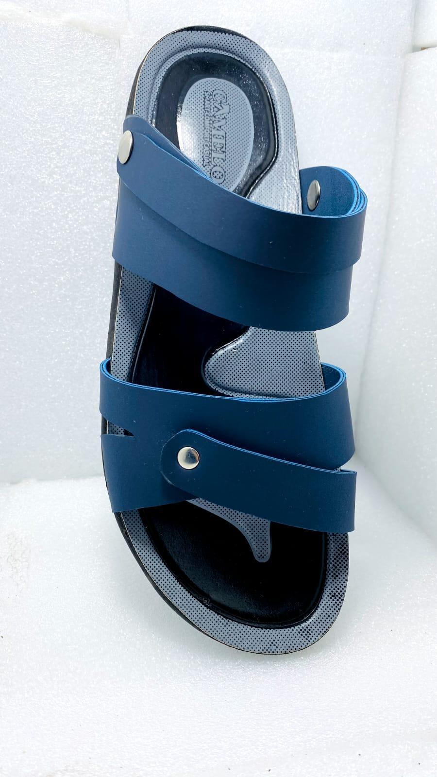 Men Blue Synthetic Leather Casual Sandals