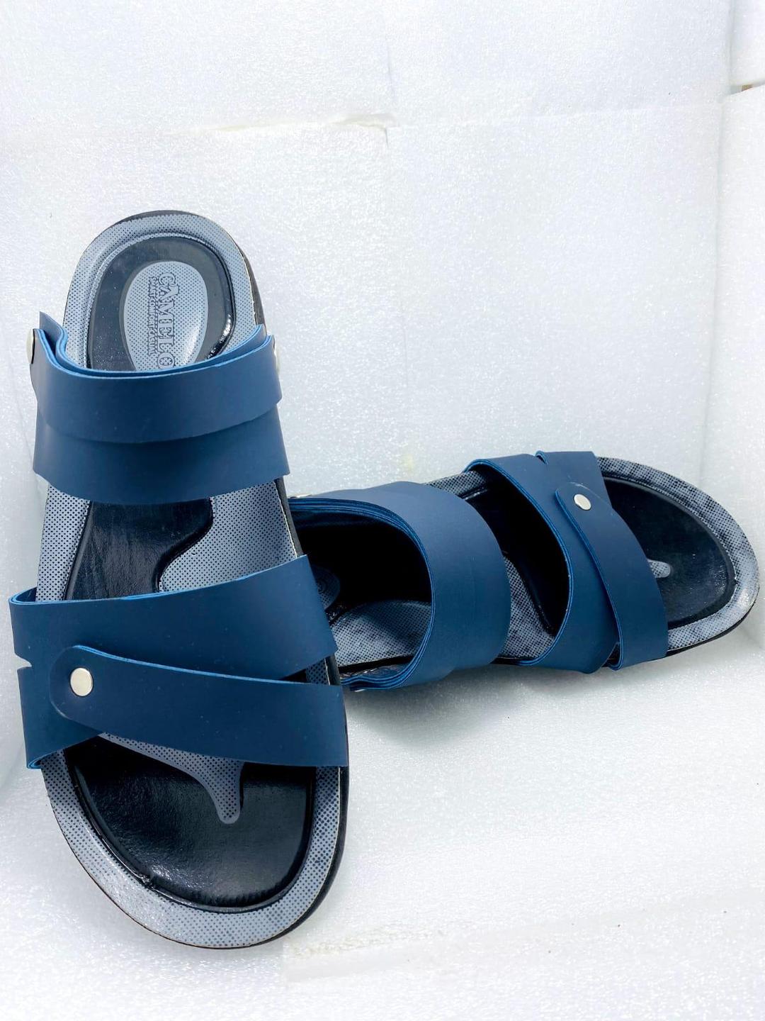 Men Blue Synthetic Leather Casual Sandals