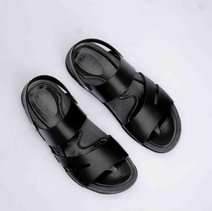 Men's Black Synthetic Leather Sandals Size 6-11