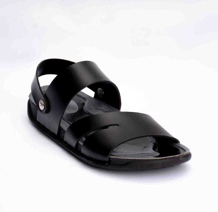 Men's Black Synthetic Leather Sandals Size 6-11