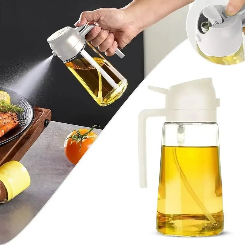 2-in-1 Oil Spray Bottle Glass Black