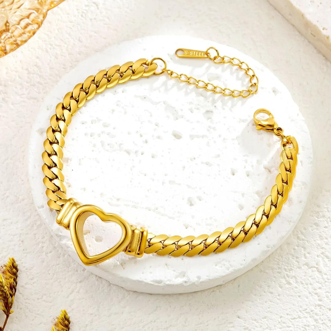 Adjustable Gold Plated Heart Bracelet for Women