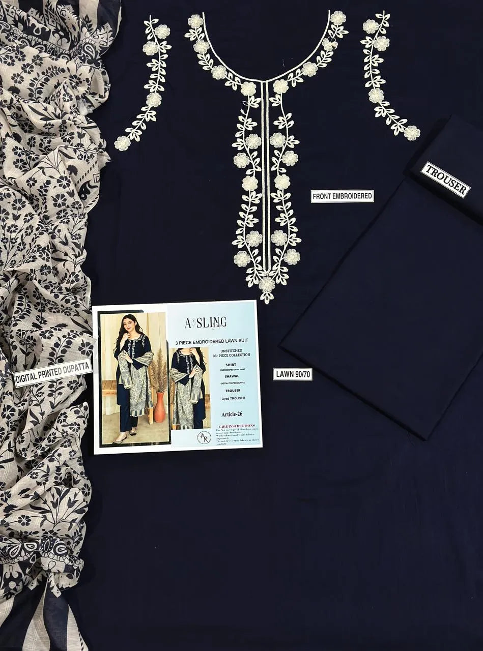 MIX TRENDING DESIGNS 3 Pcs Unstitched Embroidered Suit
