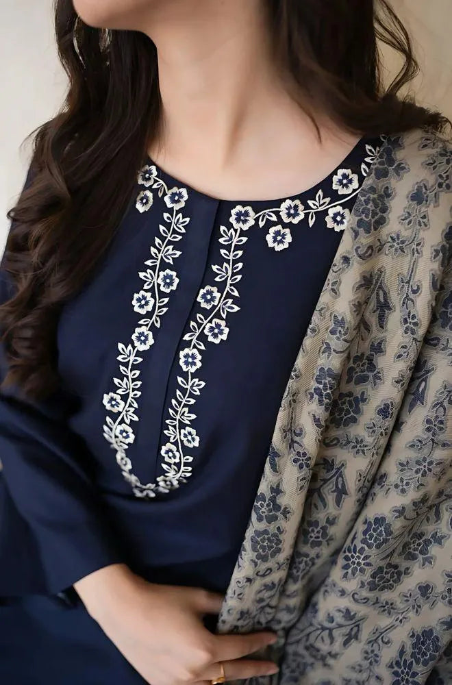 MIX TRENDING DESIGNS 3 Pcs Unstitched Embroidered Suit