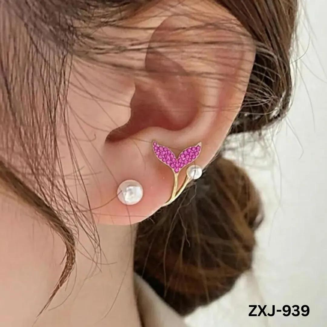 Korean Fish Tail Earrings Gold Plated Lightweight Comfortable