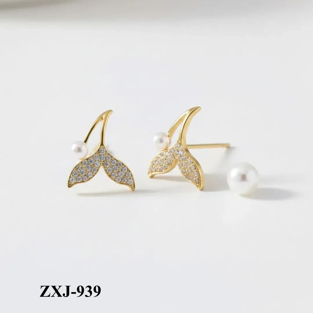 Korean Fish Tail Earrings Gold Plated Lightweight Comfortable