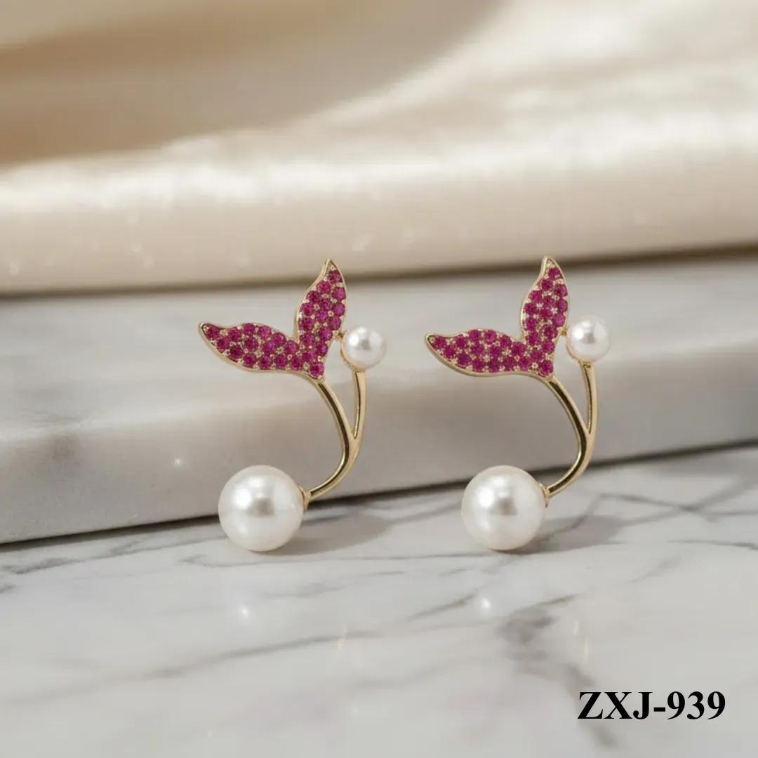 Korean Fish Tail Earrings Gold Plated Lightweight Comfortable