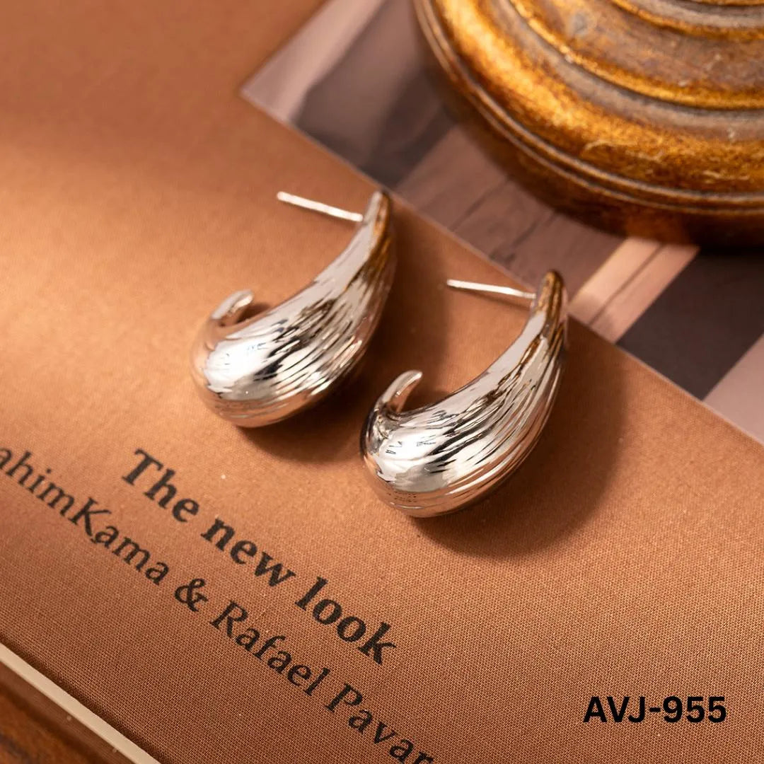 Golden Curved Earrings for Women, Premium Alloy, Lightweight, New Arrival, Best Price in Pakistan