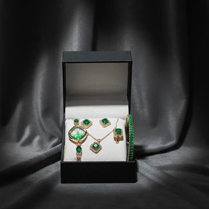 Elegant Red Jewelry Box with Watches & Rings