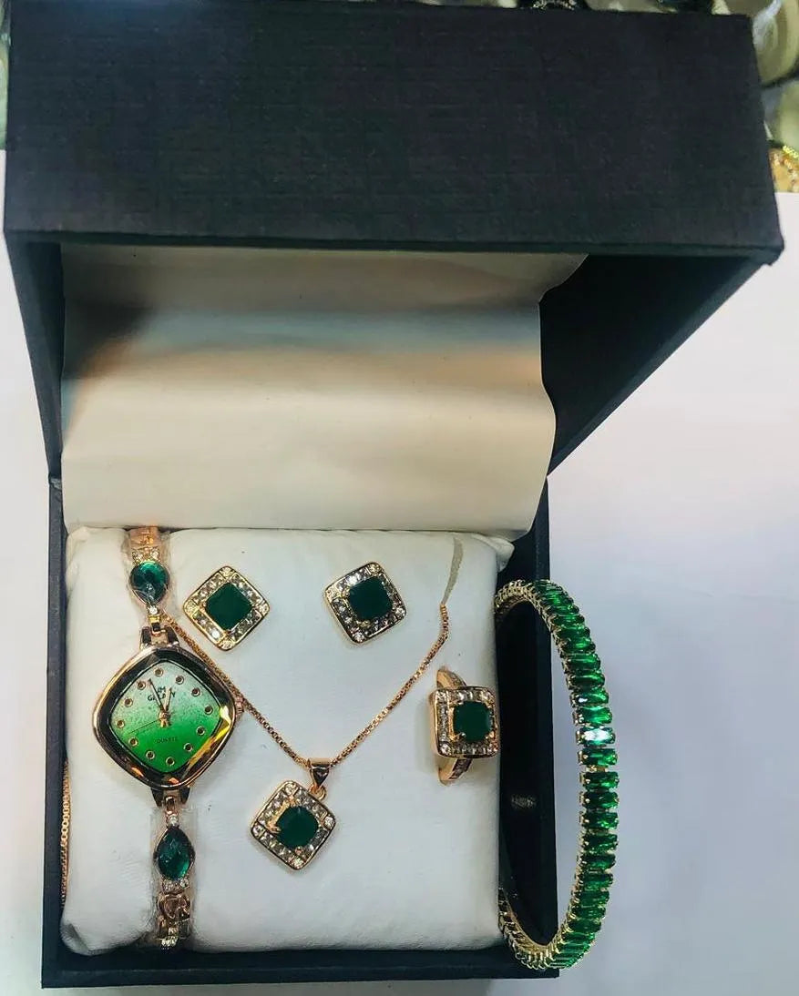 Elegant Red Jewelry Box with Watches & Rings