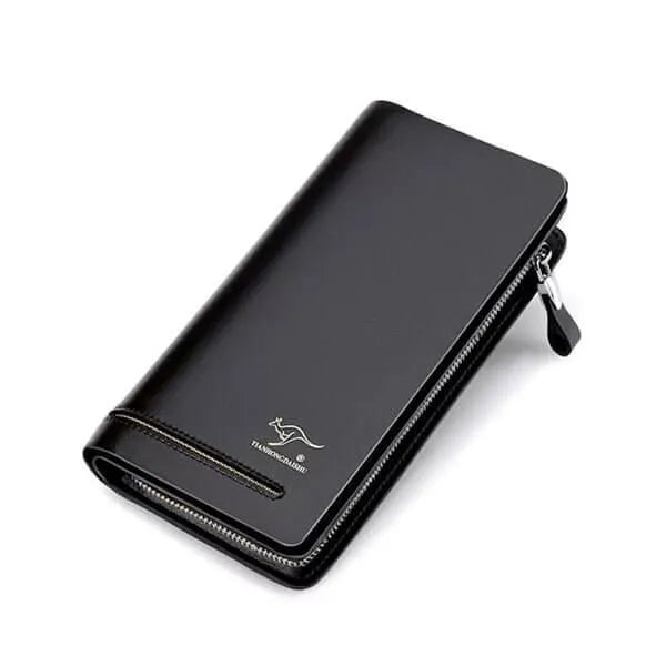 Black Slim Wallet for Men Women with Zipper Pocket