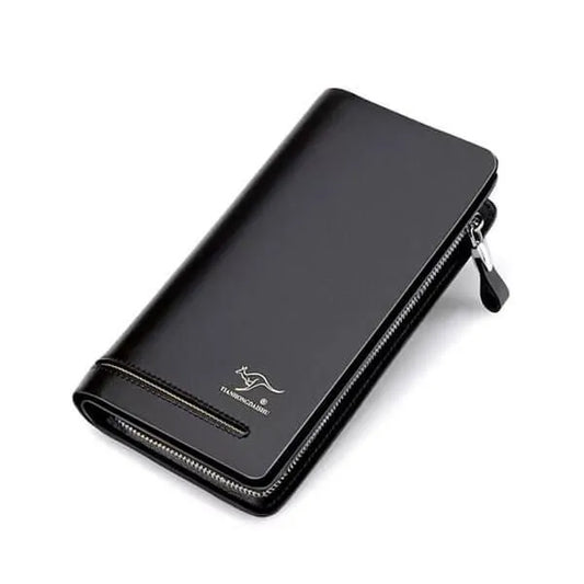 Black Slim Wallet for Men Women with Zipper Pocket