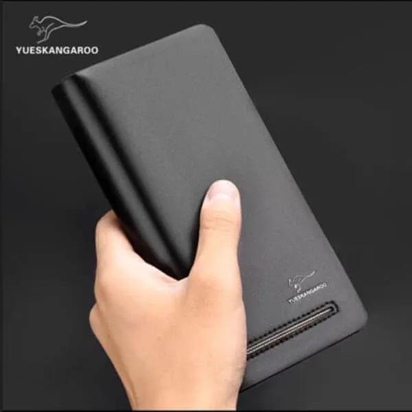 Black Slim Wallet for Men Women with Zipper Pocket
