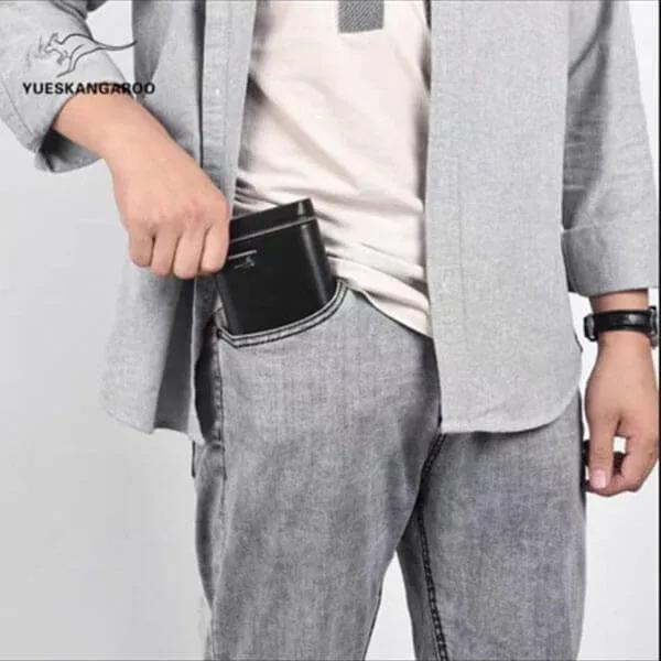 Black Slim Wallet for Men Women with Zipper Pocket
