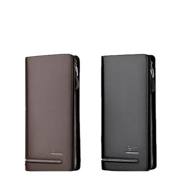Black Slim Wallet for Men Women with Zipper Pocket