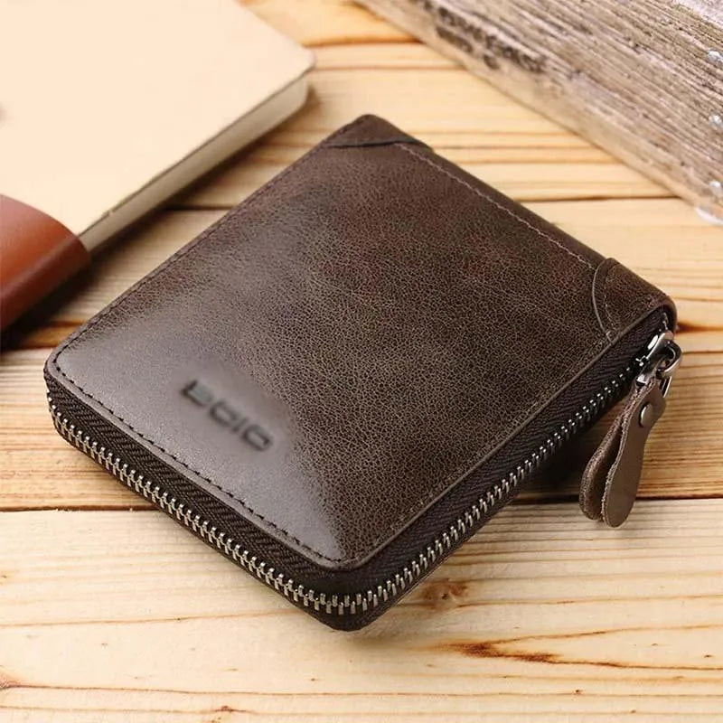 DIDE Premium Leather Wallets Black Brown Zipper Closure