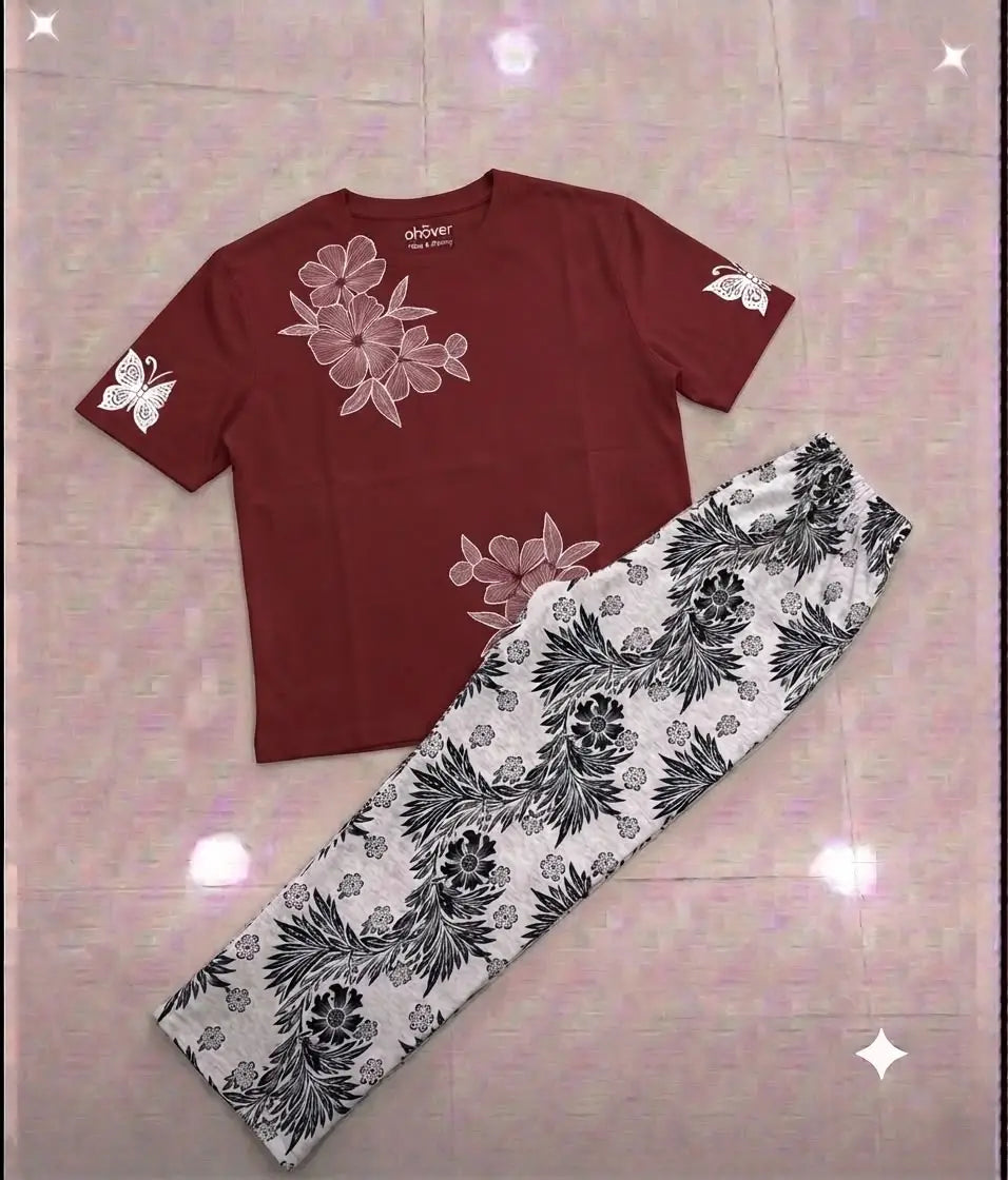 Markaz verified seller MZ2098202822DK   Save· 2 2 Pcs Women's Stitched Cotton Jersey Printed Night Suit