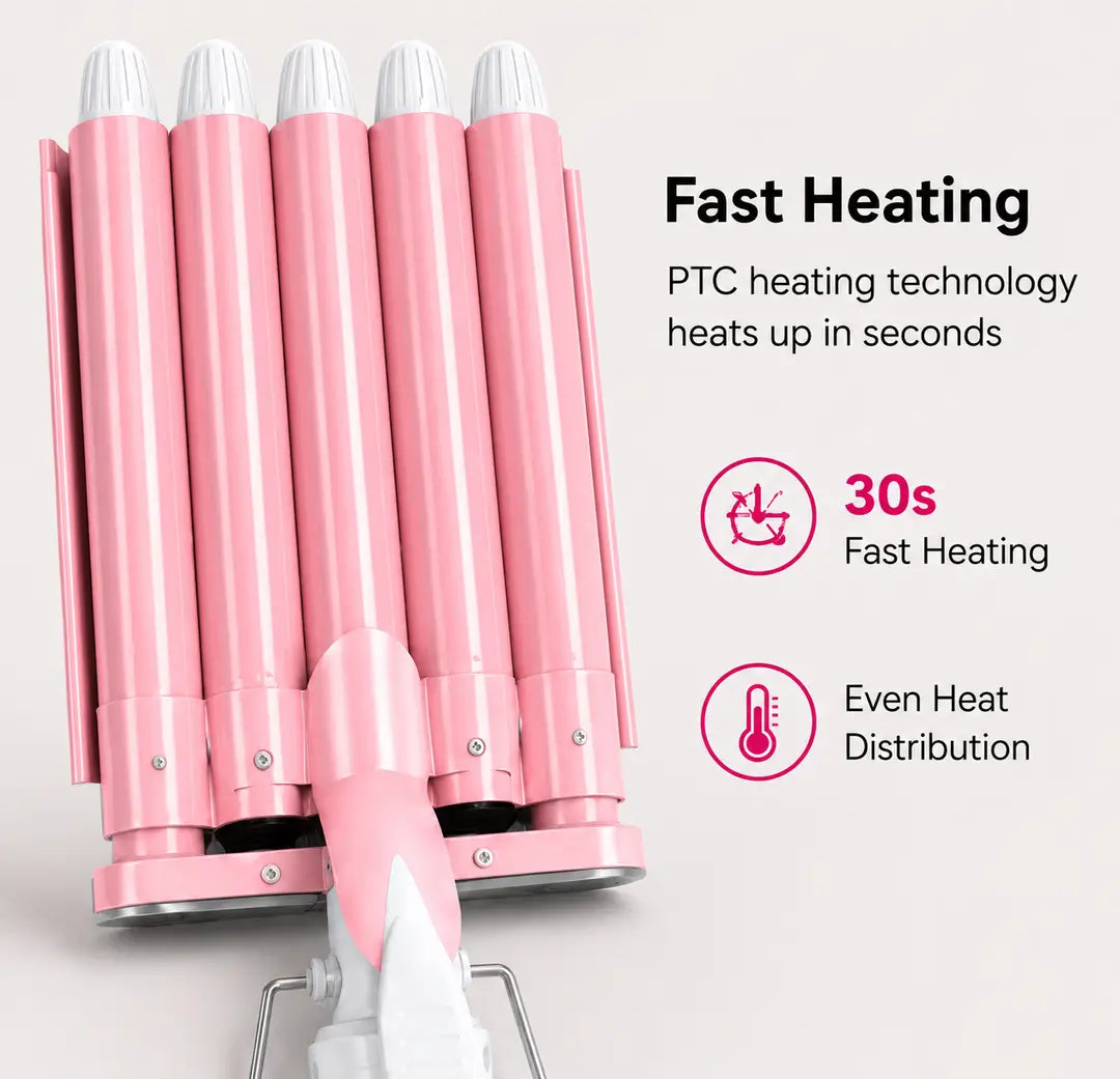SHINON 5 Barrel Hair Waver Curling Iron | Professional Ceramic Hair Curler | Fast Heating Hair Styling Tool