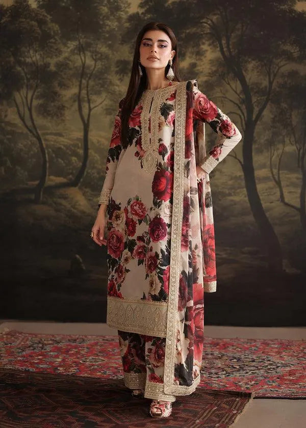 3 Pcs Women's Unstitched Printed Embroidered Suit