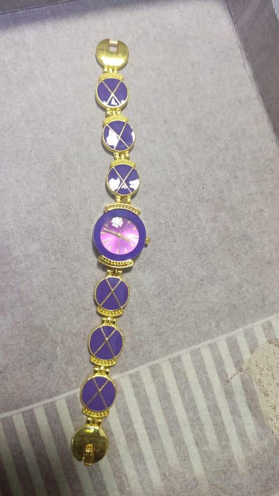 Women's Purple Gold Quartz Watch 35mm Stainless Steel Strap