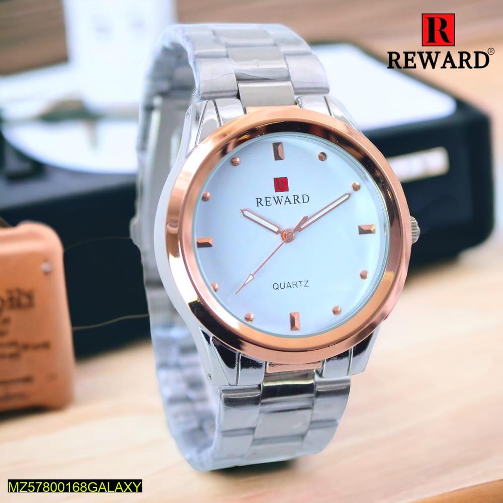 Men's Stainless Steel Analogue Watch White Dial Chain Strap