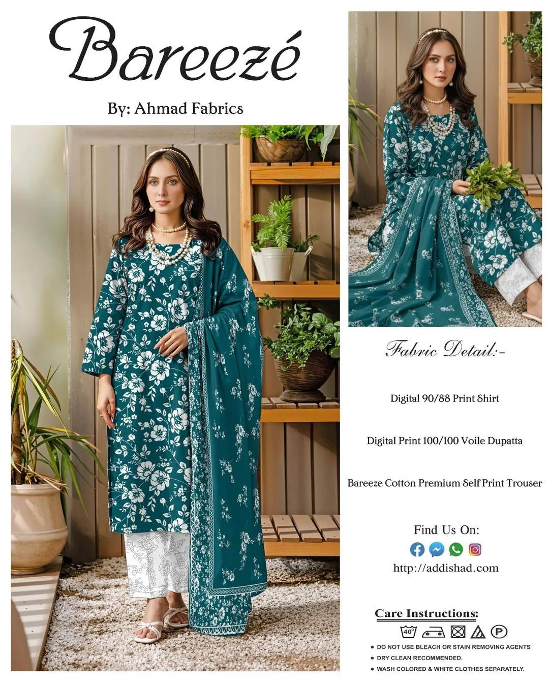 Blue Digital Print Lawn 3Pcs Set for Women