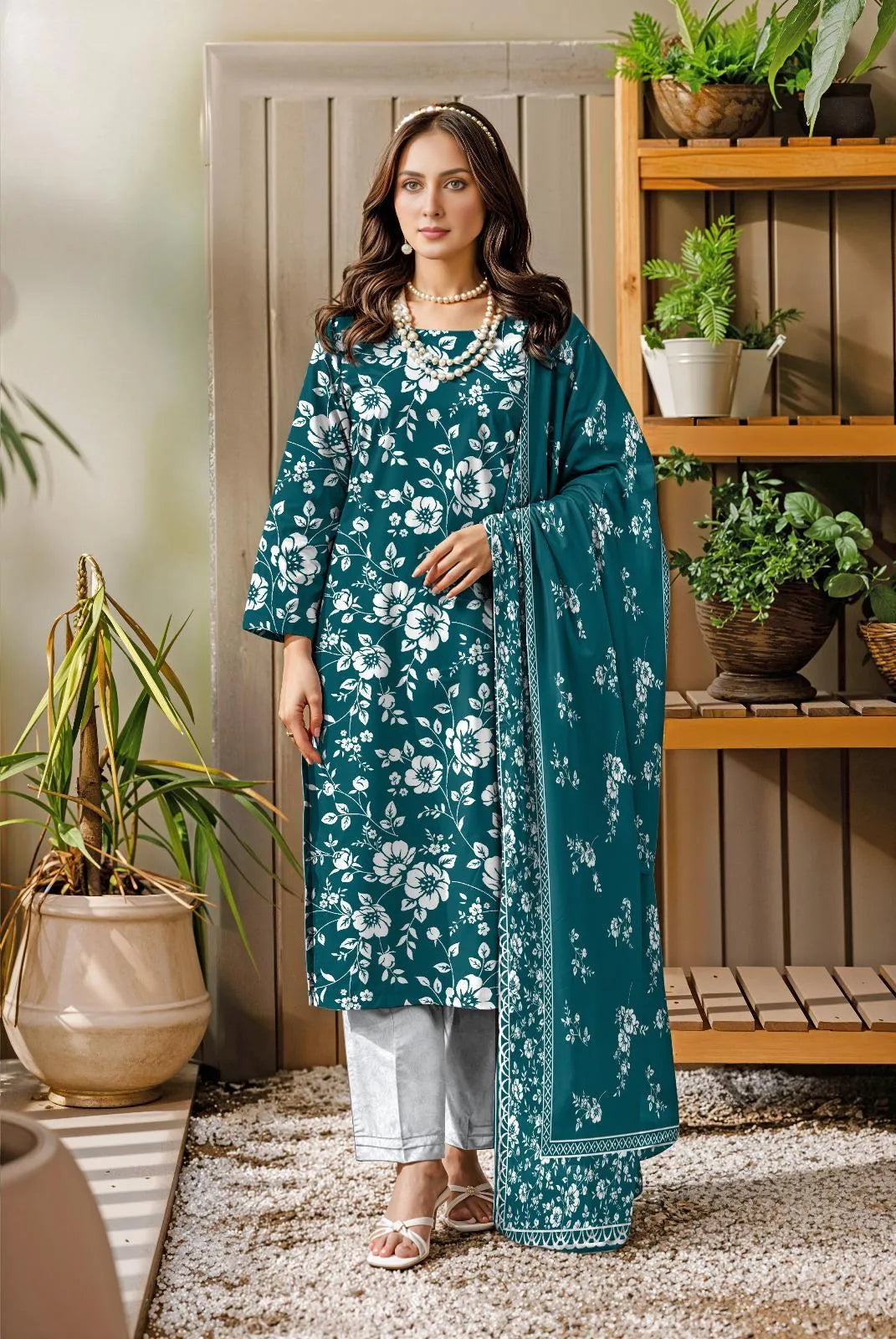 Blue Digital Print Lawn 3Pcs Set for Women