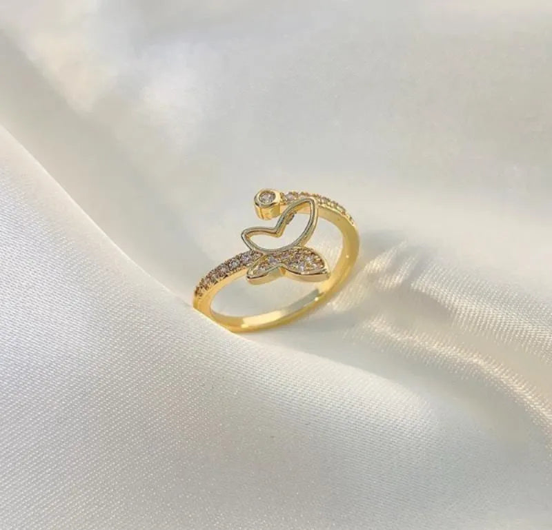 Butterfly Gold Plated Adjustable Ring for Daily & Bridal Wear