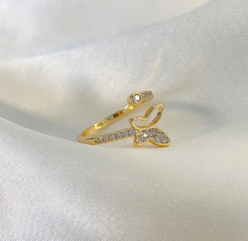 Butterfly Gold Plated Adjustable Ring for Daily & Bridal Wear