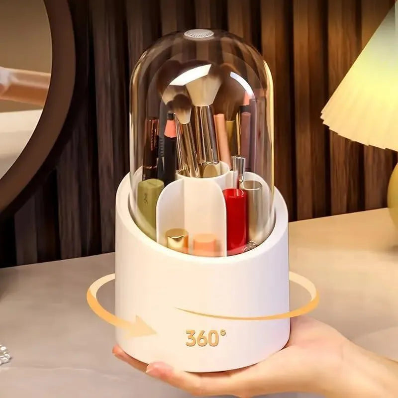 360 Degree Makeup Brush Organizer White ABS