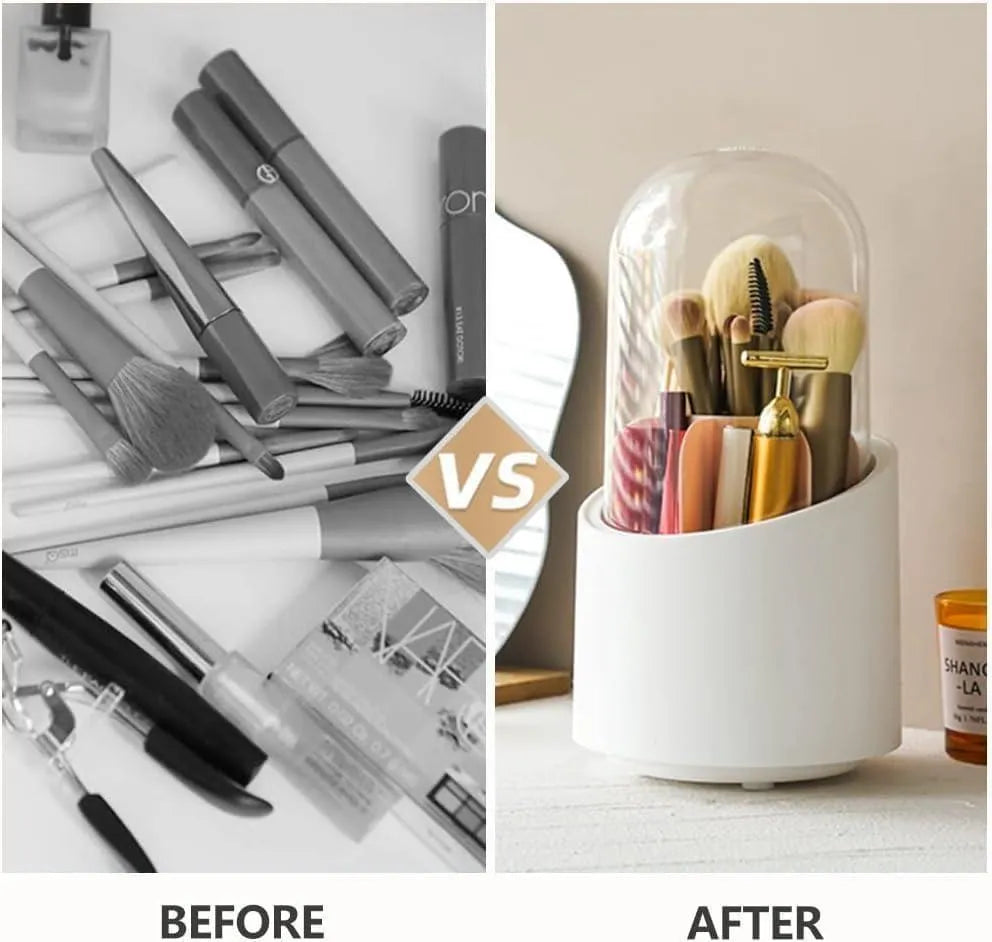 360 Degree Makeup Brush Organizer White ABS