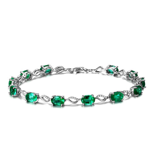 Emerald Bracelet Silver Plated Green Stones Daily Wear