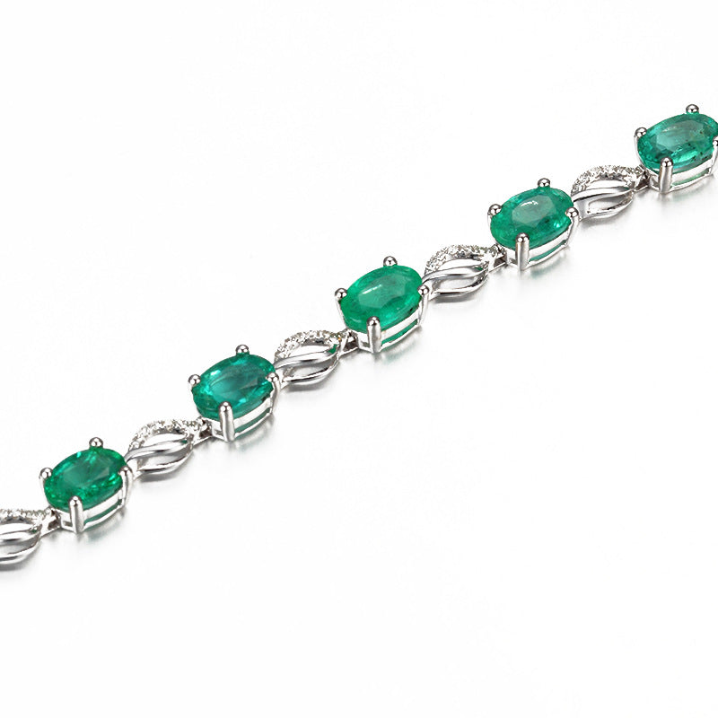Emerald Bracelet Silver Plated Green Stones Daily Wear