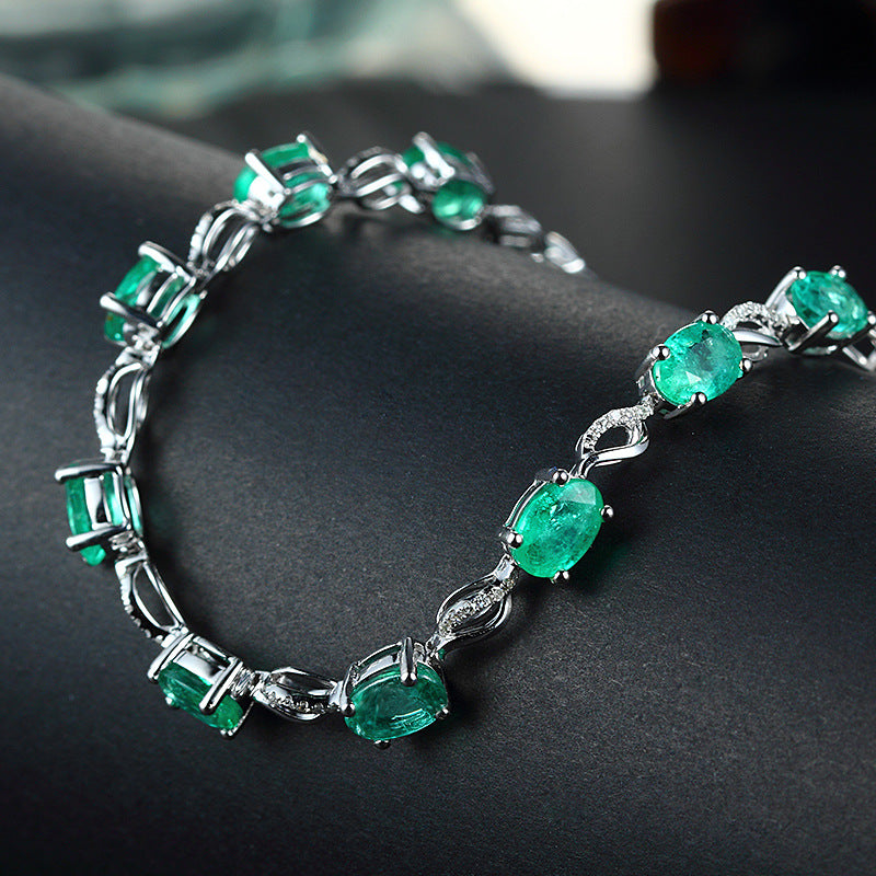Emerald Bracelet Silver Plated Green Stones Daily Wear